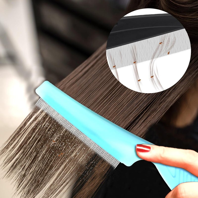 IANFAN 4 Pcs Stainless Steel Dandruffs Comb, Fine Tooth Psoriasis Comb Metal Lice Combs Dandruff Remover Scalp Combs for Dandruff, Lice, Thick, Dry, Curly Hair - Image 5